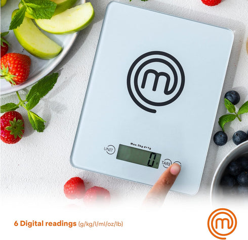 MasterChef Digital Food Scale - Portable Kitchen Scale for Baking & Cooking, LCD Display, 11lb Weight Capacity