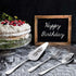 Happy 60th Birthday Personalized Laser-Engraved Stainless Steel Utensil Set, Cake Server, Spoon, and Fork