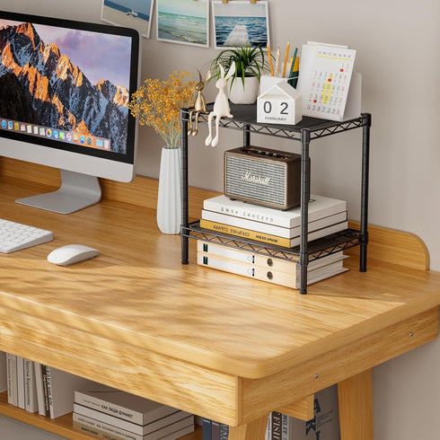 2 SINGAYE Bookshelf Shelves Bookcase Shelf: Tier Small Shelving Unit Home Storage Organizer Wire Metal Adjustable Free