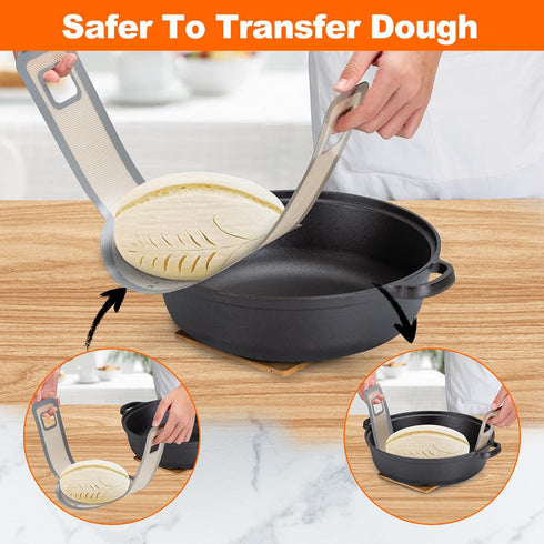 Sourdough Silicone Bread Sling -Oval and Round Non-Stick & Easy Clean Silicone Bread Mat for Dutch Oven. Reusable With Extra Long Handles Silicone Bread baking Supplies tools accessories(Gray) by Friheten