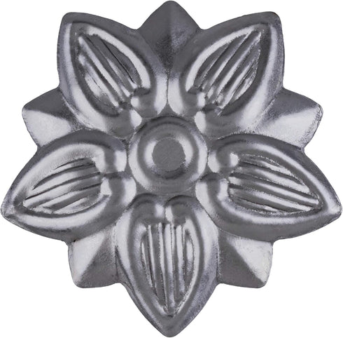 Steel Flower Design Trunk Ornament, Diameter: 1 7/8", Antique Furniture Reproduction Hardware