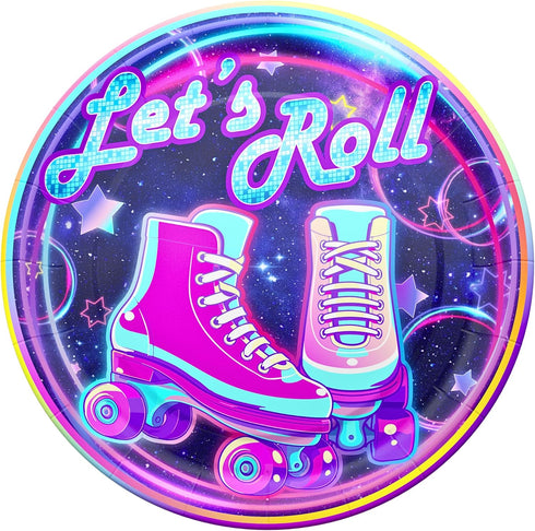 Blue Orchards Roller Skating Party Plates and Napkins (52 pieces for 20 Guests) - 90s Party Supplies, Skate Party