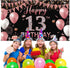 13th Birthday Decorations Backdrop Banner, Happy 13th Birthday Sign for Girls, Rose Gold Photography Background