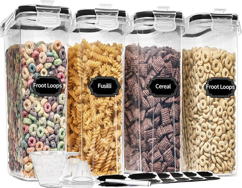 PRAKI Cereal Containers Storage Set (4L,135.2 Oz), 4PCS Airtight Food Storage Containers