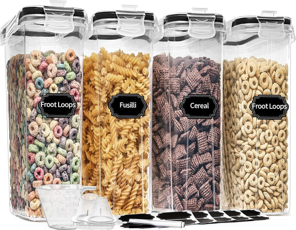 PRAKI Cereal Containers Storage Set (4L,135.2 Oz), 4PCS Airtight Food Storage Containers