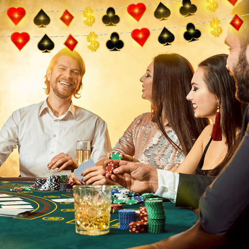 20 10 VIHOSE Casino Theme Party Decorations Las Vegas Party Supplies LED ft Poker String Lights for Casino Night Las