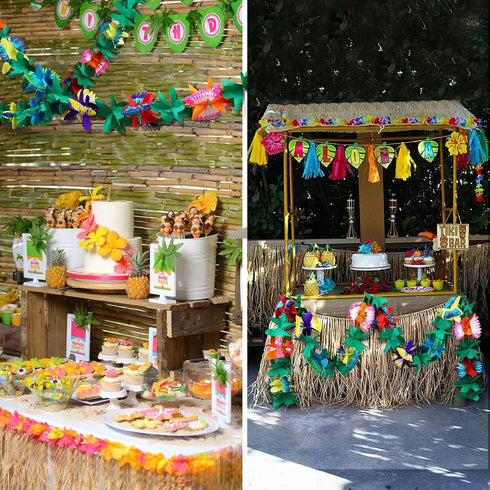 KESOTE 3 Pack Tropical Paper Flower Garland, 30FT Tissue Flower Banner for Hawaiian Summer Tiki Bar Party Decor