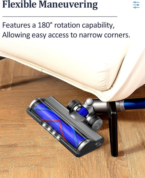 Vacuum Attachments for Dyson V6 Cleaners, Brush Motorhead with LED Lights, V Shape Bristle Roller Replacement Parts