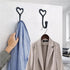 ZEYU Heavy Duty Coat Hooks, 4pcs Cast Iron Love Heart Shape Wall Hooks for Hanging Coats, Black No Rust