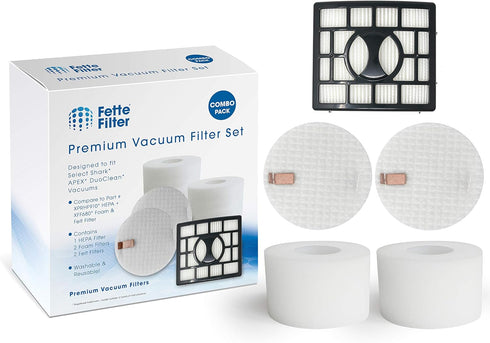 Fette Filter Vacuum Filters for Shark APEX AX912 QU922Q DuoClean Vacuums, HEPA and Foam & Felt Filters
