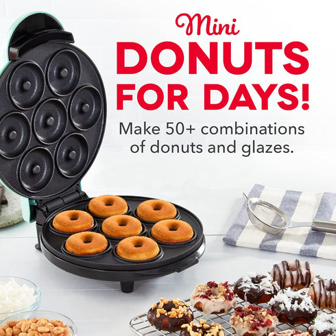 DASH Mini Donut Maker Machine for Kid-Friendly Breakfast, Snacks, Desserts & More with Non-stick Surface, Makes 7 Doughnuts - Aqua by DASH