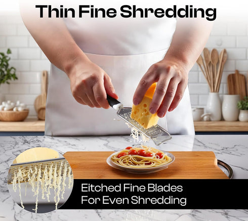 Handheld Cheese Grater & Cheese Shredder Stainless Steel, Rust-Proof, Non-Slip Handle, Durable Flat Grater