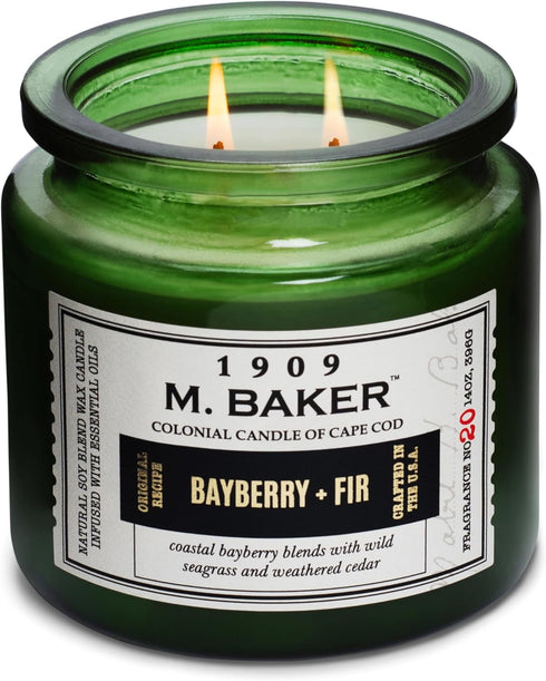 Colonial Candle Bayberry Fir Scented Jar Candle - 2-Wick Natural Soy Blend Wax Candle for Home Aromatherapy