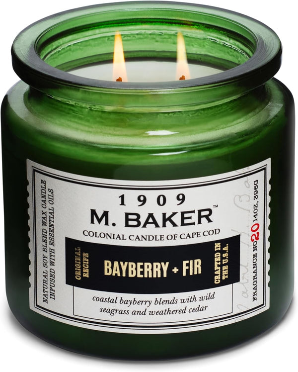 Colonial Candle Bayberry Fir Scented Jar Candle - 2-Wick Natural Soy Blend Wax Candle for Home Aromatherapy