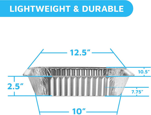 MontoPack Aluminum Foil Pans Half Size Roasting Chafing Pan | Bulk 10 Pack of 9x13 Tins for Cooking, Baking & Catering | Heavy Duty Disposable Cookware Steam Table Trays for Buffet & Food Prepping by MontoPack