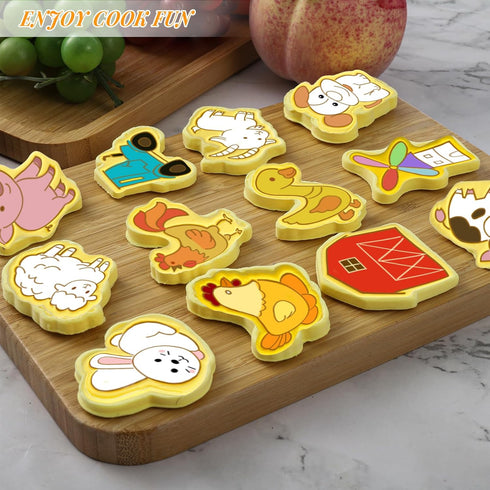 16 Pcs Farm Animal Cookie Cutters with Plunger Stamps Set, Fun 3D Animal Shape Cookie Mold for Baking Birthday