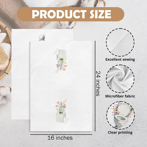 GWFSJYU Set 2, 16x24 Wildflower Toilet Paper Roll Hand Towels for Bathroom of Funny Floral Botanical Dish Tea Kitchen