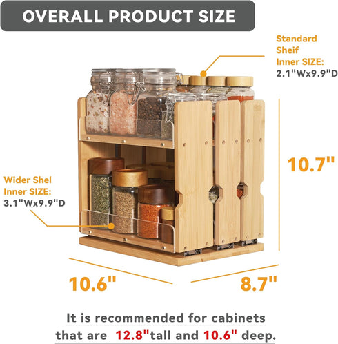 Barlorie 3 Drawers(2"&3") 8.6"W,2-Tier,No Bamboo Pull Out Spice Rack Organizer for Cabinet, Slide-Out with Wide Drawer