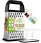 Spring Chef 10" Professional Parmesan Cheese Grater with Container, 4 Sided Kitchen Cheese Shredder, Black Soft Grip