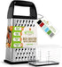 Spring Chef 10" Professional Parmesan Cheese Grater with Container, 4 Sided Kitchen Cheese Shredder, Black Soft Grip