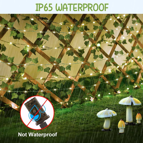 66FT 200 OMIKA Vine with Fairy Lights Plug in, LED Ivy String Lights Connectable with Remote, Leaf Light Waterproof