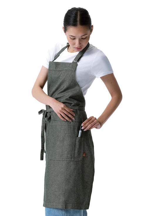 Unisex Utility Bib Apron - Adjustable with Pockets for Kitchen Use