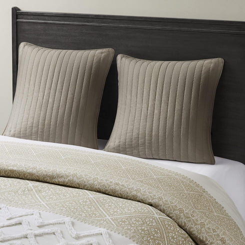 INK+IVY Pillow Sham Only Bed Skirt & Sham, 26"x26", Quilted Taupe