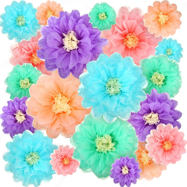Gejoy 20 Pieces Mexican Paper Flower Tissue, Day of The Dead Pom Poms for Halloween, Wedding Party Decoration