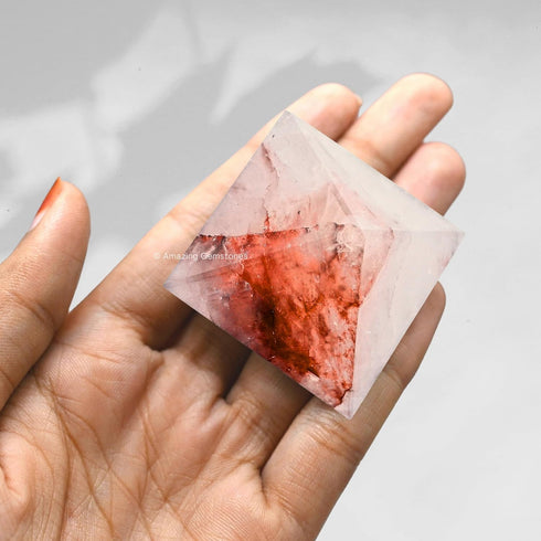 Red Hematoid Quartz Pyramid Crystal Healing Stones - 1.5" Great Pyramid Figurine for Meditation and Reiki