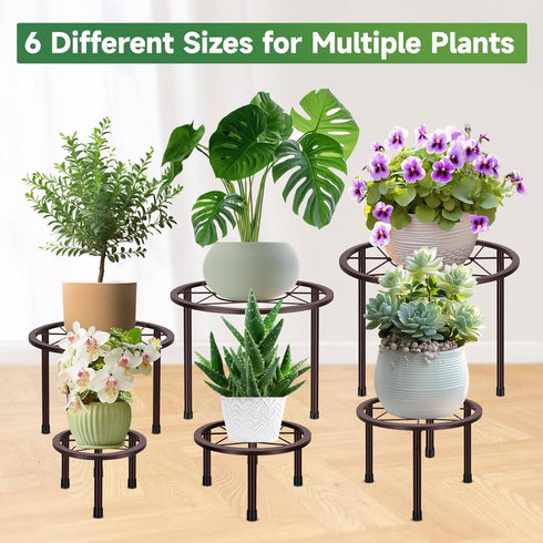 6 Pack Sbosbo Metal Plant Stands, Heavy Duty Plant Stand for Indoor Outdoor, Anti-Rust Iron Flower Pot Stands Outdoor