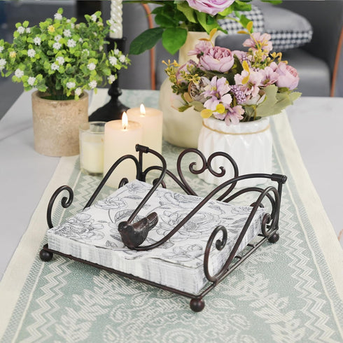 Napkin Holder for Paper Napkins, Forged Metal Table Napkin Holders for Kitchen Countertops and Outdoor Tables