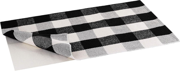 Buffalo Plaid Rug - Black and White Checkered Outdoor Rug, Washable 24x36 Inches