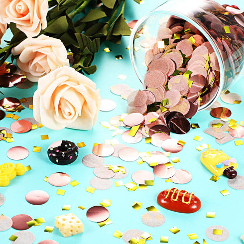 TecUnite Round Tissue Paper Confetti Dots, 1.76 oz (Rose Gold Confetti, 1.5 cm) for Wedding Birthday Party Decoration