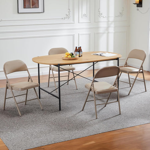 2 Pack, Sweetcrispy Folding Chair Leather Padded Folding Chairs, Sturdy Metal Foldable Chairs, Easy to Use and Store
