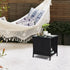 Bonnlo 46x46x50cm Outdoor Coffee Table, Small Garden Side Table with Glass Top and Shelf Underneath, Outside Patio