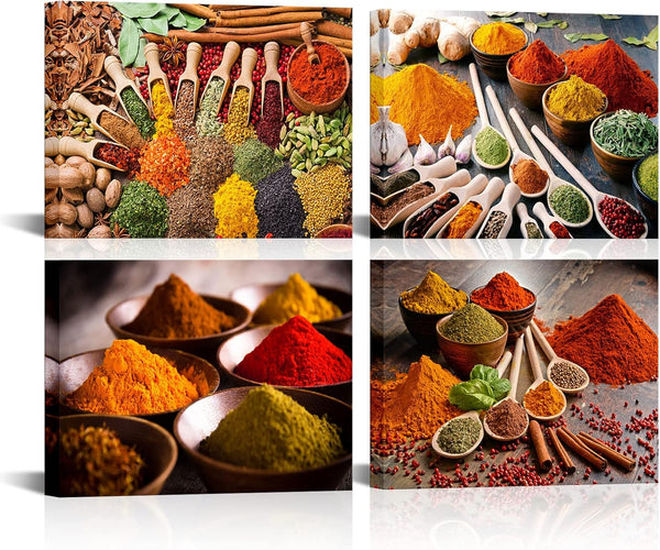 HOMEOART Herbs and Spices Kitchen Wall Art Dining Room Decor Pictures Food