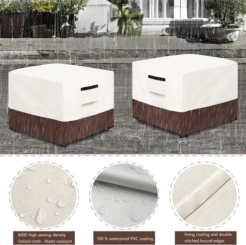 Cover,22W 22D 18H inch,Waterproof 3-Piece Set Patio Ottoman x x Square Patio Small Side Table Cover,Suitable