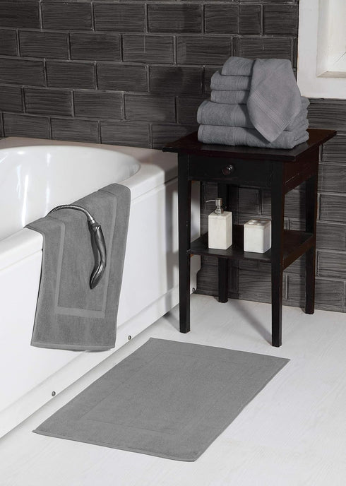 600 6 Set- 2 2 2 HILLFAIR Premium GSM - Piece Towel Bath, Hand & Washcloth - Grey Cotton Bath Towels - Machine