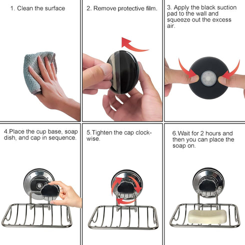 iPEGTOP 3in1 Suction Cup Shower Caddy Bath Wall Shelf + Soap Dish Holder, Rustproof Stainless Steel Bathroom Storage