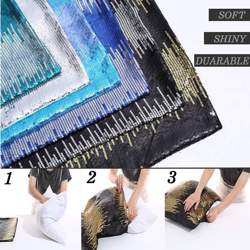 Juya Delight Throw Pillow Case, Set of 2 Sparkly Cushion Covers for Couch Sofa Home Decorative, 18x18 inches, Black