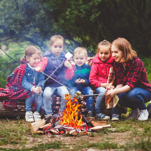 8 PCS Marshmallow Roasting Sticks, 32 Inch Telescoping Smores Sticks for Open Fire Pit, BBQ Skewers for Campfire
