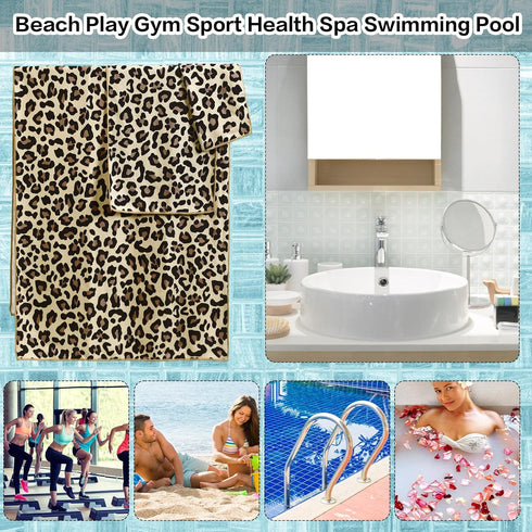 6 Set 2 2 2 Pcs Bathroom Leopard Towel Bath Towels Hand Towels Washcloths, Soft Absorbent Shower Guest Towel Decorative
