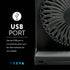 Treva 5-Inch USB & Battery Powered Desk Fan, Two Cooling Speeds, Adjustable Tilt, Durable Small Fan for Cubicle (Black)
