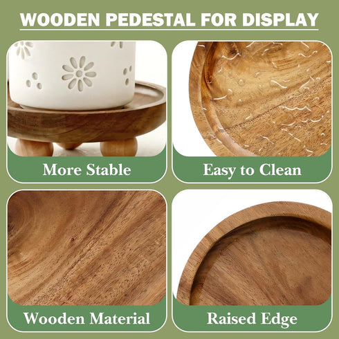12.9x4cm Vaveren Small Wooden Riser Wooden Pedestal for Display Tray Display Riser for Entry Table Farmhouse Kitchen