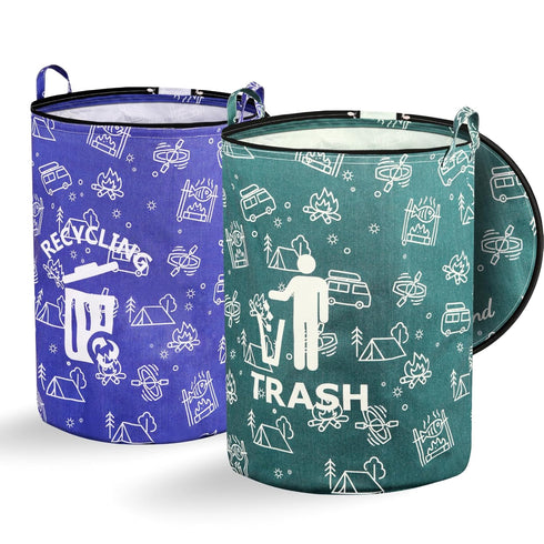 Werduoland 2 Pcs 30 Gallon Collapsible Trash Can Portable Waterproof Reusable with Zippered