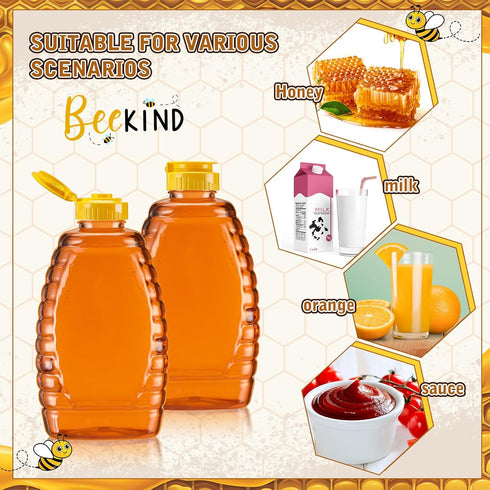 20 32 oz Layhit Pieces Plastic Honey Jars Clear Plastic Honey Bottles with Lids Container Dispenser with Flip Lid Empty