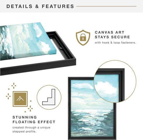MCS Deep Floating Canvas Frame, Art Frames for Canvas Paintings, 12 x 12 Inch with Adhesive Fasteners and Hardware