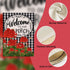 Welcome to Our Porch Geranium Spring Summer House Flag, 28x40, Black White Buffalo Plaid Check Garden Decoration
