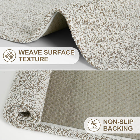 Collive Tan Boho Kitchen Runner Rug 2x4.3, Washable Non-Slip Indoor Doormat for Bathroom and Entryway