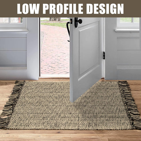 Collive Small Bathroom Rug, 2x3 Hand-Woven Low Profile Entryway Rug, Cotton Reversible Washable Decor